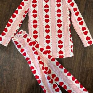 SweetHoney Pink and Red Heart bamboo Pajama Set